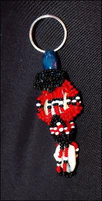 Beaded Keychain, Fob Tribal, Nataive, Hand Crafted One of a Kind Key Ring glass, shell,