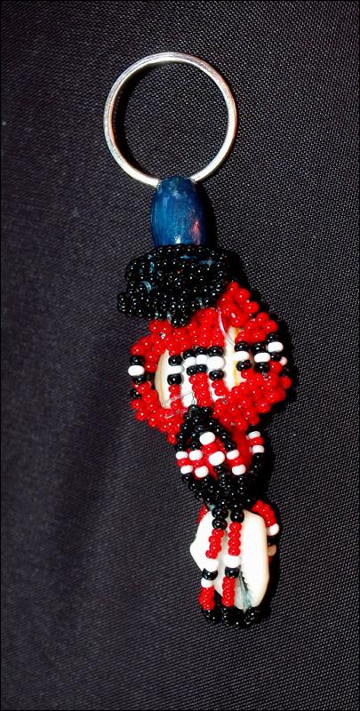 Beaded Keychain, Fob Tribal, Nataive, Hand Crafted One of a Kind Key Ring glass, shell,