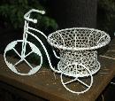 Garden Decor Small Metal Tricycle Woven Cane Basket Flower Basket Planter Planter Holder