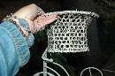 Garden Decor Small Metal Tricycle Woven Cane Basket Flower Basket Planter Planter Holder