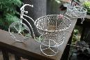 Garden Decor Small Metal Tricycle Woven Cane Basket Flower Basket Planter Planter Holder