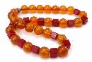 Red Bakelite and Amber Lucite Beaded Choker Necklace