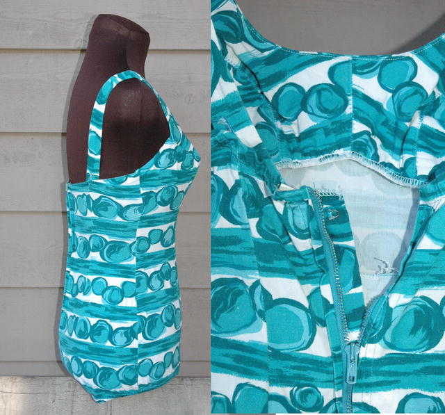 Vintage bathing suit Mod Abstract pattern