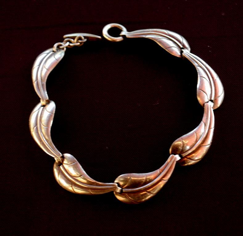 Sterlling Silver Leaf Links Bracelet