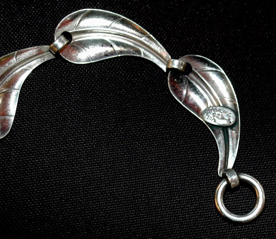 Sterlling Silver Leaf Links Bracelet