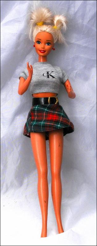 Vintage Calvin Klein Barbie Cropped T-shirt and Plaid Skirt