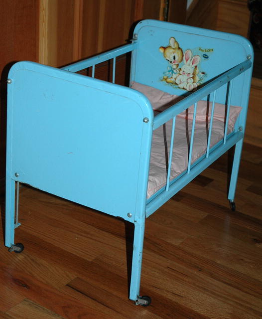 Blue Metal Toy Doll -E- Crib by Amsco