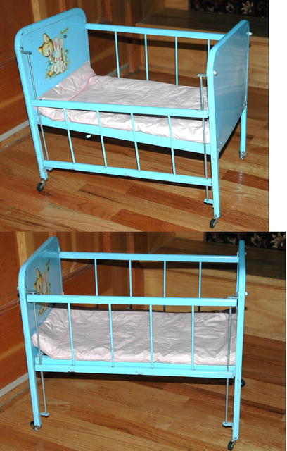 Blue Metal Toy Doll -E- Crib by Amsco