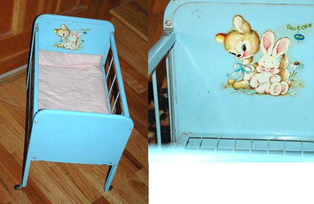 Blue Metal Toy Doll -E- Crib by Amsco