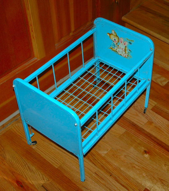 Blue Metal Toy Doll -E- Crib by Amsco