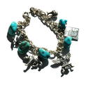 S.W. Indian Turquoise Sterling Charm Bracelet