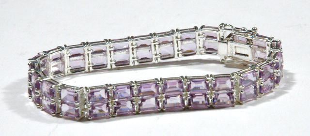 Sterling bracelet with 50 Faceted Amethyst Gems