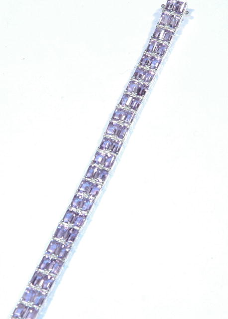Sterling bracelet with 50 Faceted Amethyst Gems