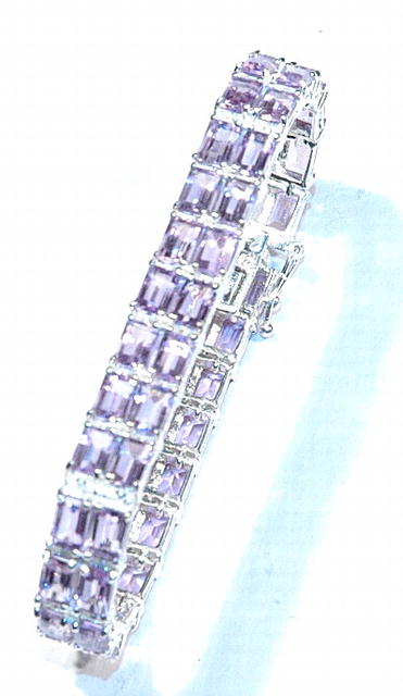 Sterling bracelet with 50 Faceted Amethyst Gems