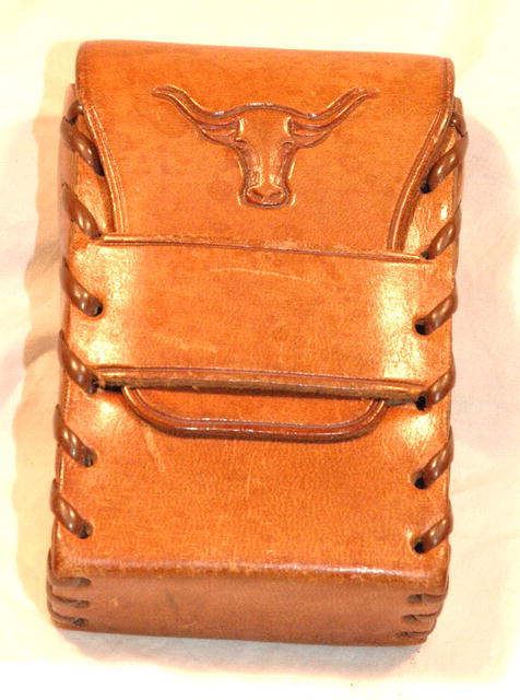 Texas Longhorn Bull Tooled Leather Cigarette Case