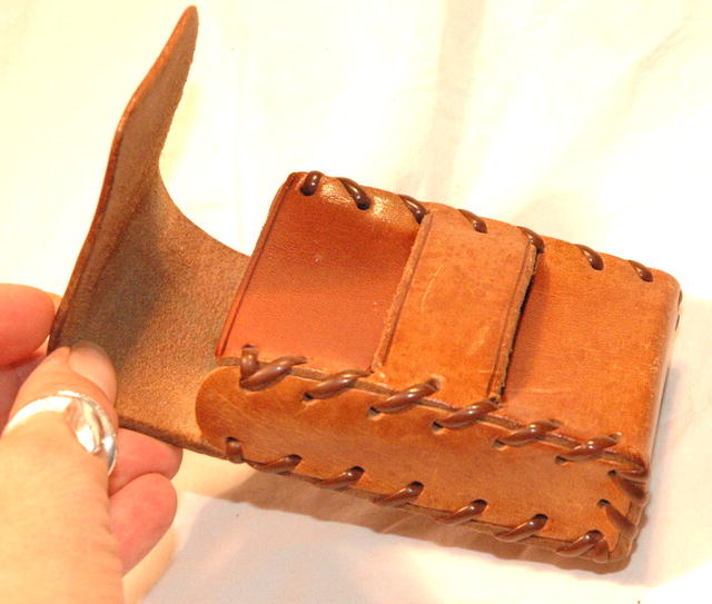 Texas Longhorn Bull Tooled Leather Cigarette Case