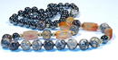 Necklace Mult semi precious gemstones of hematite, carnelian and leopard skin agate