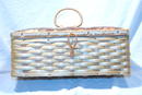 Vintage Bambo & Fabric Sewing Basket *PRICE REDUCTION*