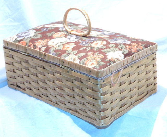 Vintage Bambo & Fabric Sewing Basket *PRICE REDUCTION*