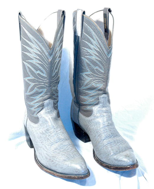 Gray & Blue Stitched Dan Post Elephant Cowboy boots 10D ** PRICE REDUCTION!**