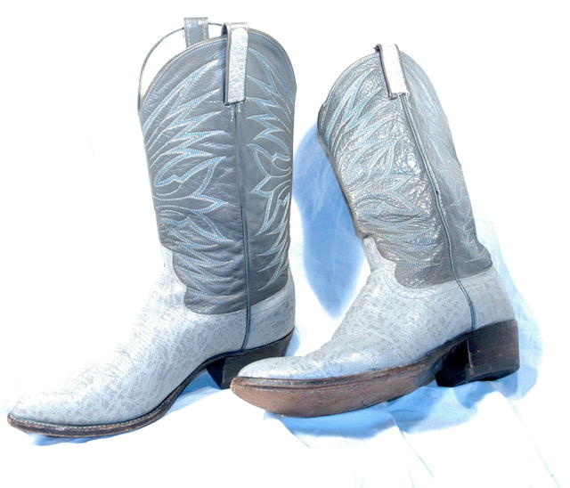 Gray & Blue Stitched Dan Post Elephant Cowboy boots 10D ** PRICE REDUCTION!**