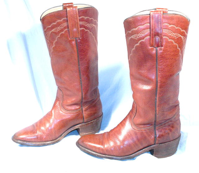 Frye Boots sz 8 Dark Caramel Western Fancy Stitch
