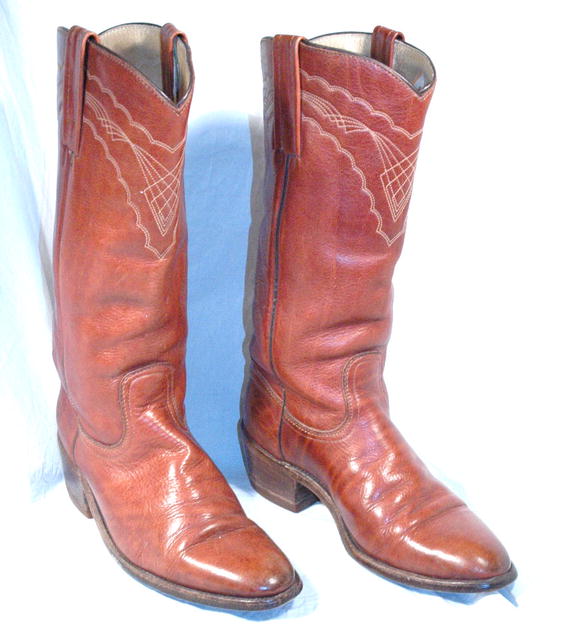 Frye Boots sz 8 Dark Caramel Western Fancy Stitch
