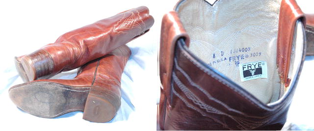 Frye Boots sz 8 Dark Caramel Western Fancy Stitch