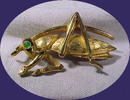 Boucher Emerald Eye Gold Grasshopper Pin