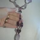 Huge Amethyst Beaded Necklace with Long Pendant Tassel Hand Crafted Elaborate Unique Design and colors lavender, plum and silver Neck Tie Design