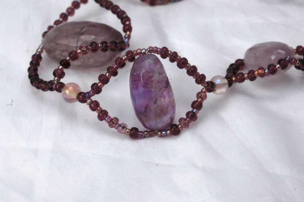 Huge Natural Amethyst Stones Beaded Choker Necklace Handcrafted Elaborate Unique Design