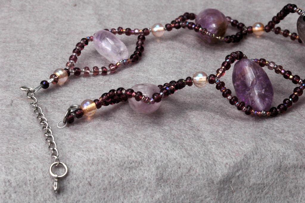 Huge Natural Amethyst Stones Beaded Choker Necklace Handcrafted Elaborate Unique Design