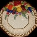 FITZ & FLOYD FRUIT MAJOLICA HARVEST PLATE WITH GOLD TRIM