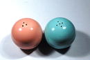 Spherical Blue & Pink Pottery Salt & Pepper shakers