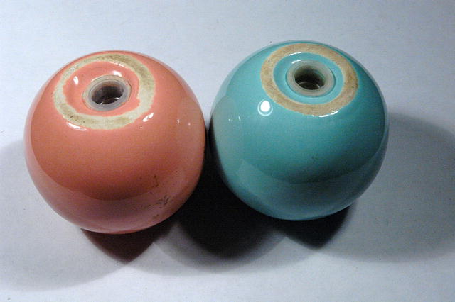 Spherical Blue & Pink Pottery Salt & Pepper shakers
