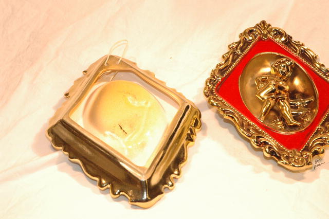 Cherub Red & Gold Ceramic Wall Plaques by ARDCO ** PRICE REDUCTION!**