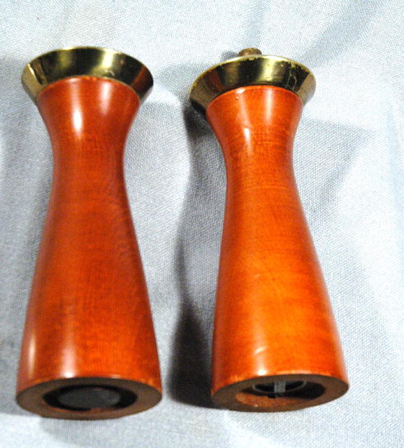 Eames Era Teak & Brass Salt Shaker& Pepper Mill Verity South Hall INC.