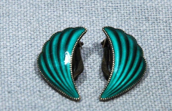 Norway Sterling Guilloche Earrings ELVIK 1950's