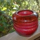 Cranberry Glazed Pottery Vase signed Rigel