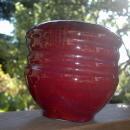 Cranberry Glazed Pottery Vase signed Rigel