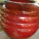 Cranberry Glazed Pottery Vase signed Rigel