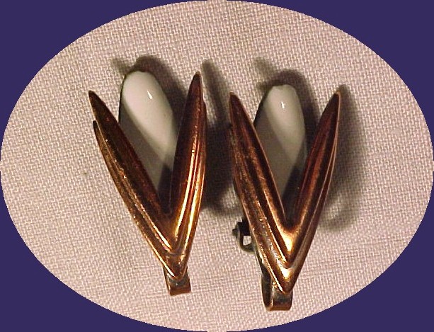 Matisse Copper Enamel Earrings Classic Moderne