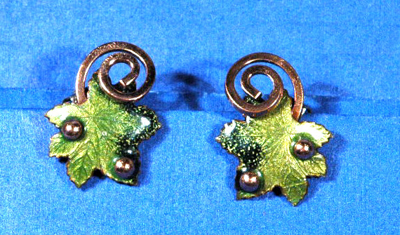 Matisse Copper Enamel Earrings Maple Leaf