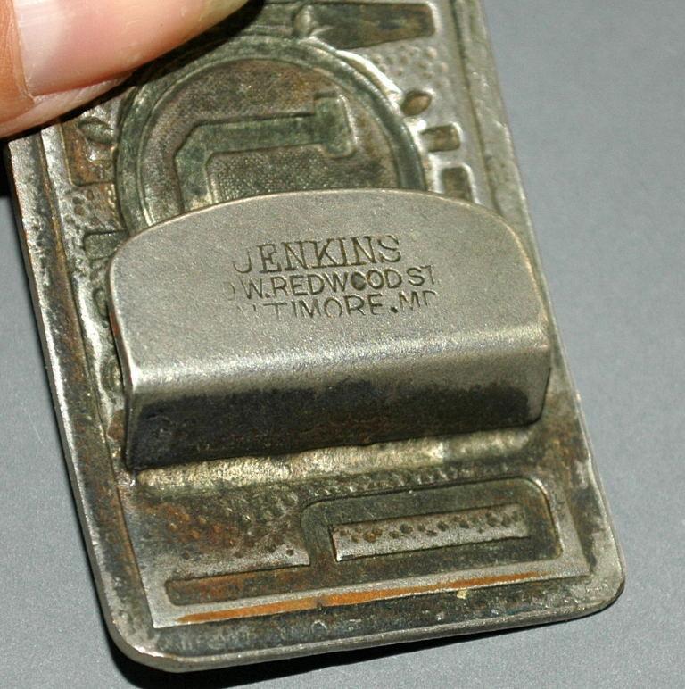 Antique Portland University Belt Buckle, Nickle and Enamel made by Jenkins