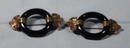 2 Art Deco Black Bakelite & Brass Scatter Pins