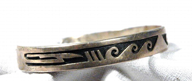 Signed Sterling Silver Hopi Style Bracelet