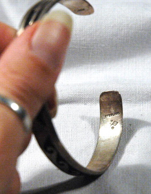 Signed Sterling Silver Hopi Style Bracelet