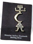 Signed Sterling Silver Native American Hopi Indian Kachina Pin