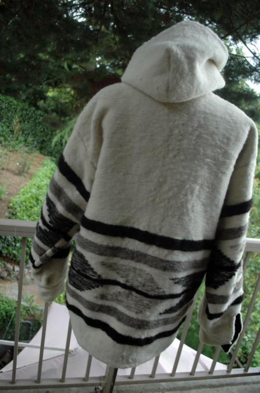 Momostenango Guatemala Wool Hooded Parka, Coat Jacket L