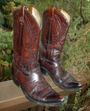 TEXAS IMPERIAL TEXAS BOOT COMPANY FANCY STITCHED MEN'S COWBOY BOOTS SIZE 10 1/2 D